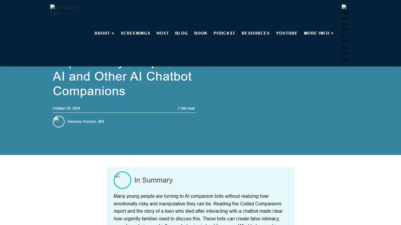 Screenagers Blog | Super Scary Snapchat AI and Other AI Chatbot Companions